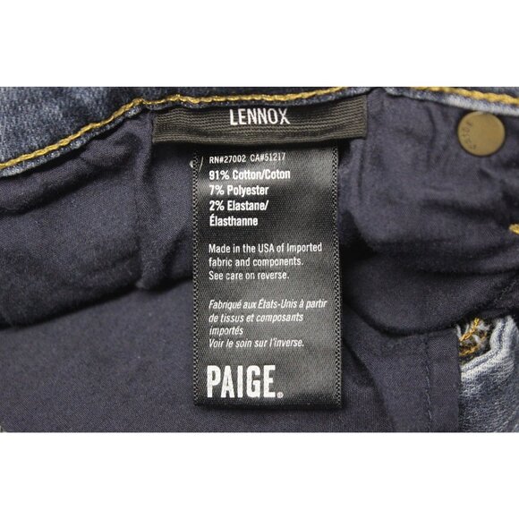 Paige Lennox Slim Jeans Men’s 34 Dark Wash Stretch Denim‎ Straight Leg - Picture 9 of 12